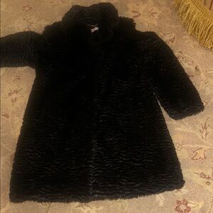 Eliza J faux Persian lamb black coat stylish and fun XL perfect lining $325
